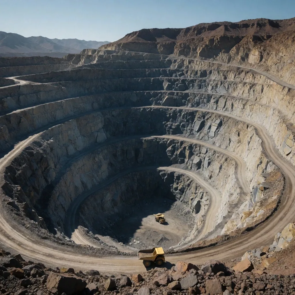 Operación de minería a cielo abierto en la cordillera argentina
