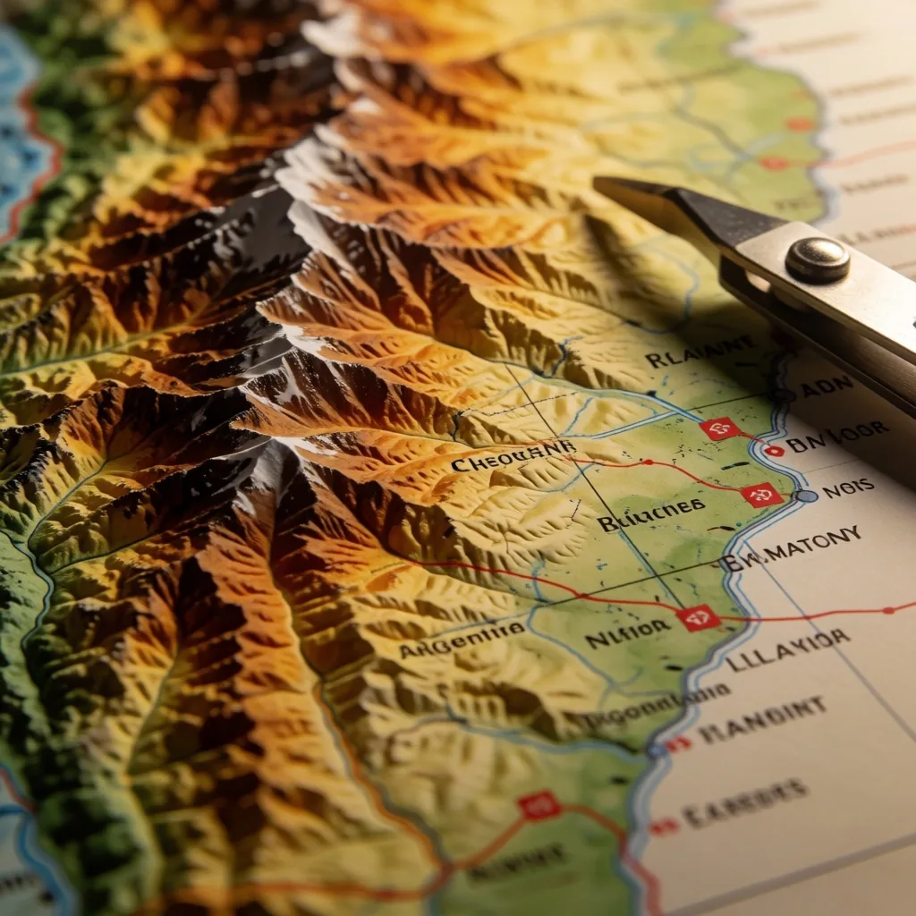 Mapa de relevamiento geológico sobre mesa de trabajo
